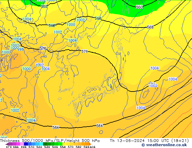 Thck 500-1000hPa ECMWF  13.06.2024 15 UTC