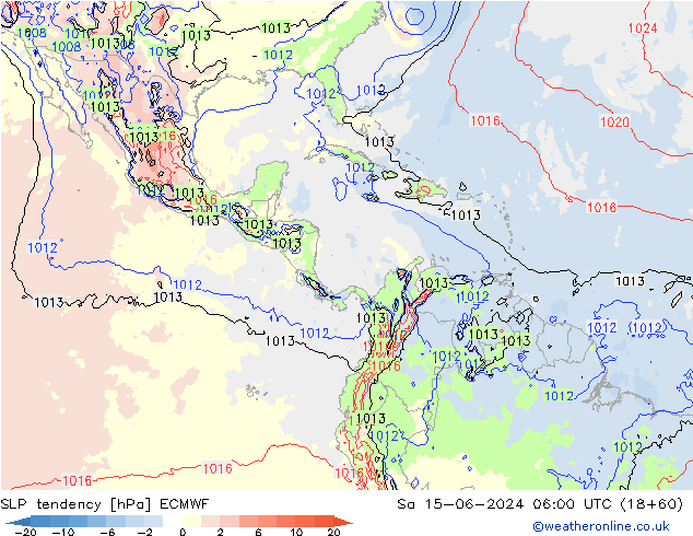 Tendenza di Pressione ECMWF sab 15.06.2024 06 UTC