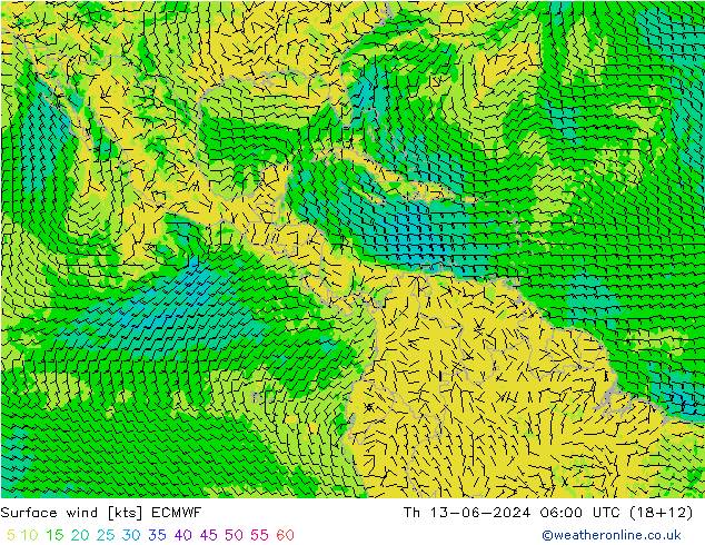 Rüzgar 10 m ECMWF Per 13.06.2024 06 UTC