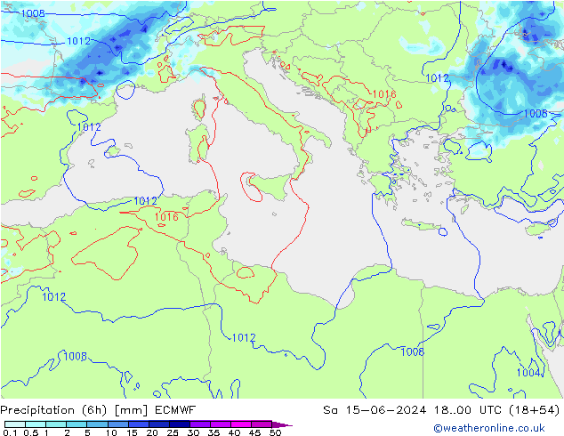 Yağış (6h) ECMWF Cts 15.06.2024 00 UTC