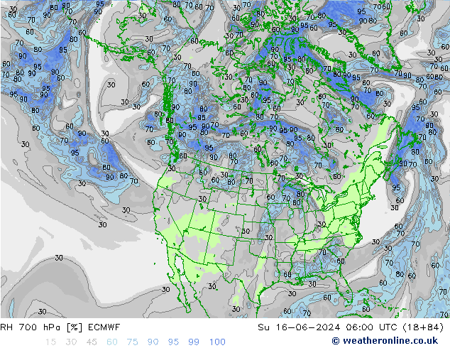 RH 700 hPa ECMWF So 16.06.2024 06 UTC