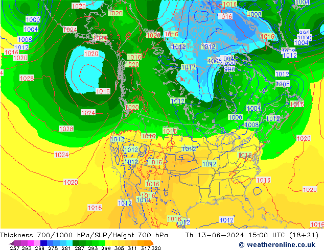 Thck 700-1000 hPa ECMWF Th 13.06.2024 15 UTC