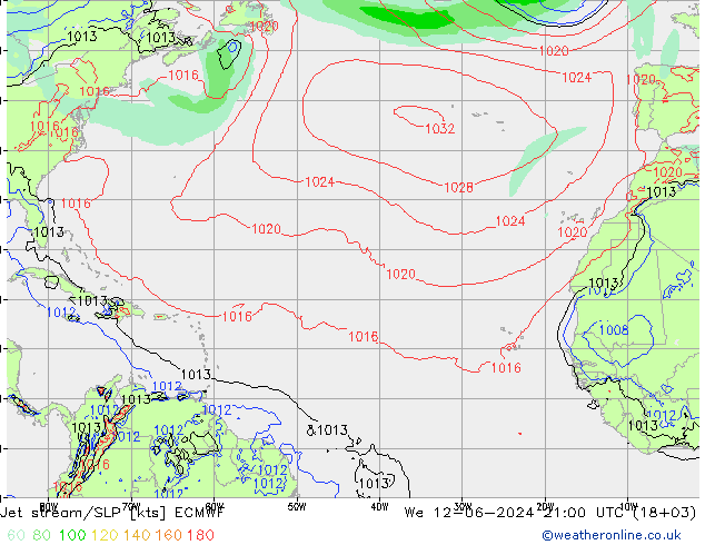 джет/приземное давление ECMWF ср 12.06.2024 21 UTC