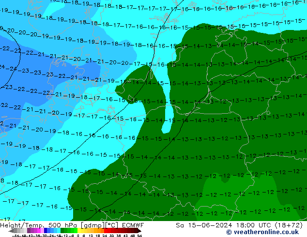 Z500/Rain (+SLP)/Z850 ECMWF Sa 15.06.2024 18 UTC