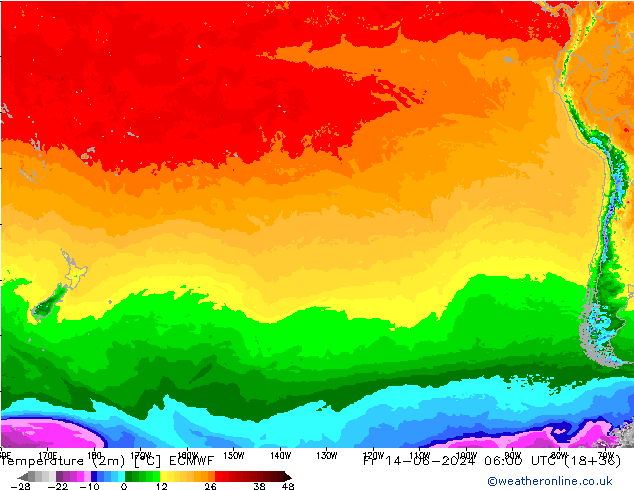 карта температуры ECMWF пт 14.06.2024 06 UTC