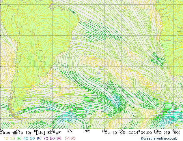 Rüzgar 10m ECMWF Cts 15.06.2024 06 UTC