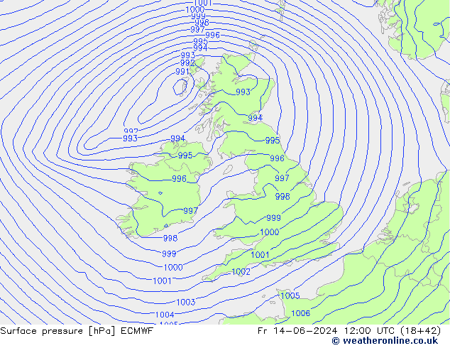 Yer basıncı ECMWF Cu 14.06.2024 12 UTC