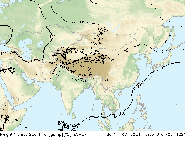 Z500/Rain (+SLP)/Z850 ECMWF пн 17.06.2024 12 UTC