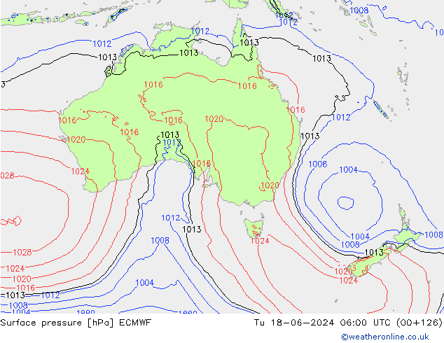 pressão do solo ECMWF Ter 18.06.2024 06 UTC