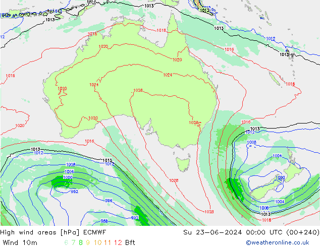 High wind areas ECMWF dom 23.06.2024 00 UTC