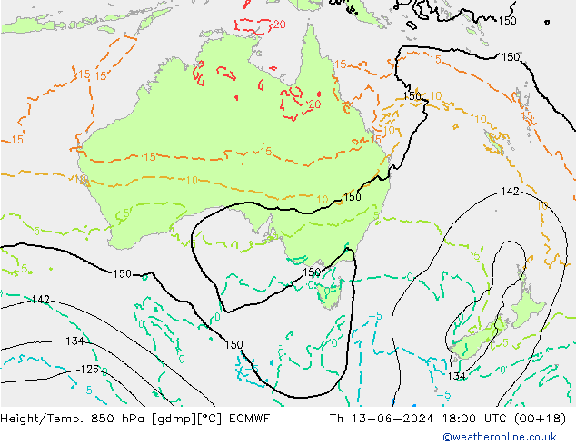 Z500/Yağmur (+YB)/Z850 ECMWF Per 13.06.2024 18 UTC