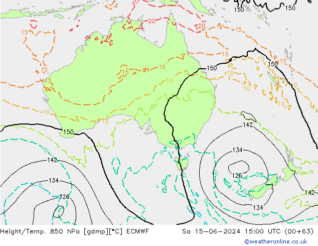 Height/Temp. 850 hPa ECMWF So 15.06.2024 15 UTC