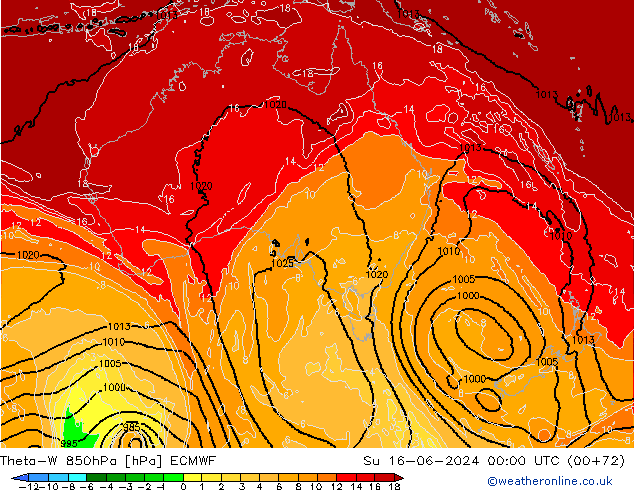 Theta-W 850hPa ECMWF zo 16.06.2024 00 UTC