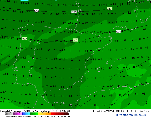 Height/Temp. 500 hPa ECMWF  16.06.2024 00 UTC