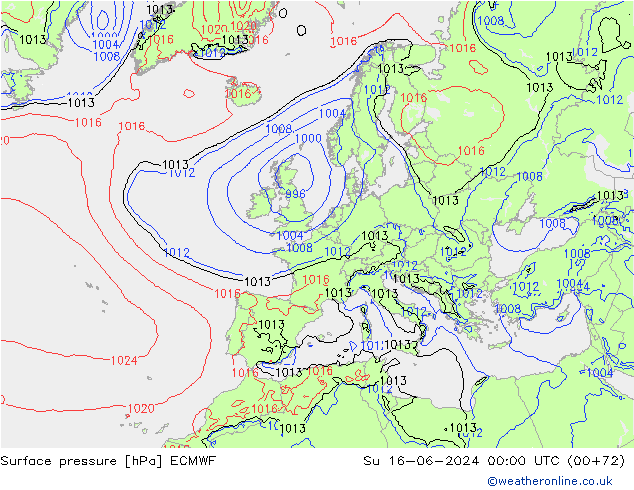 pression de l'air ECMWF dim 16.06.2024 00 UTC