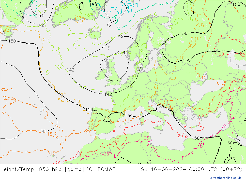 Z500/Rain (+SLP)/Z850 ECMWF Su 16.06.2024 00 UTC