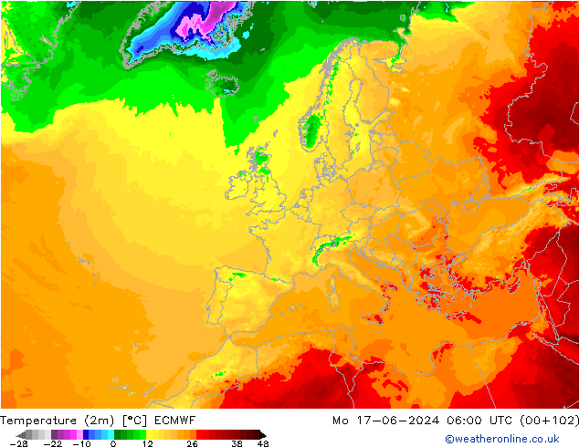 Temperatura (2m) ECMWF lun 17.06.2024 06 UTC
