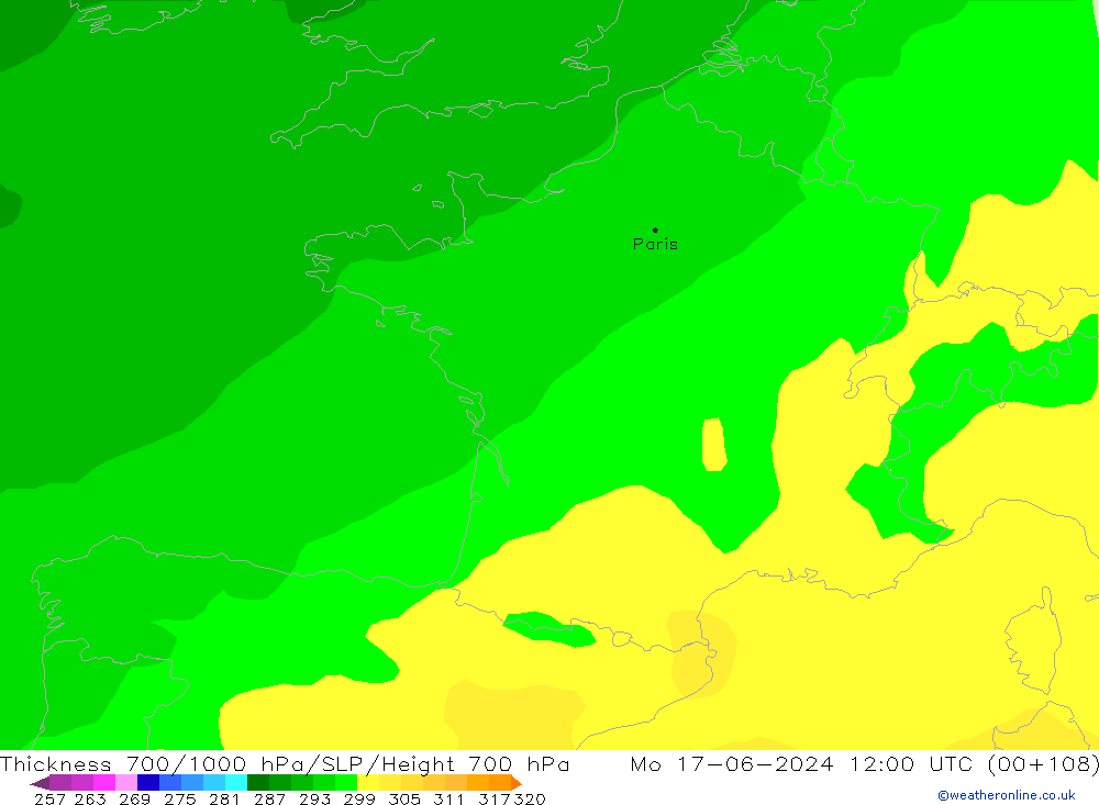 Thck 700-1000 hPa ECMWF Seg 17.06.2024 12 UTC