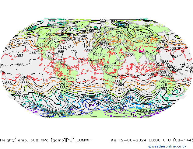 Z500/Rain (+SLP)/Z850 ECMWF mié 19.06.2024 00 UTC