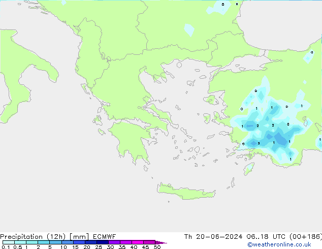 осадки (12h) ECMWF чт 20.06.2024 18 UTC