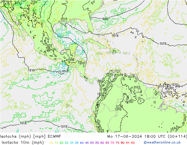 Isotachs (mph) ECMWF Po 17.06.2024 18 UTC