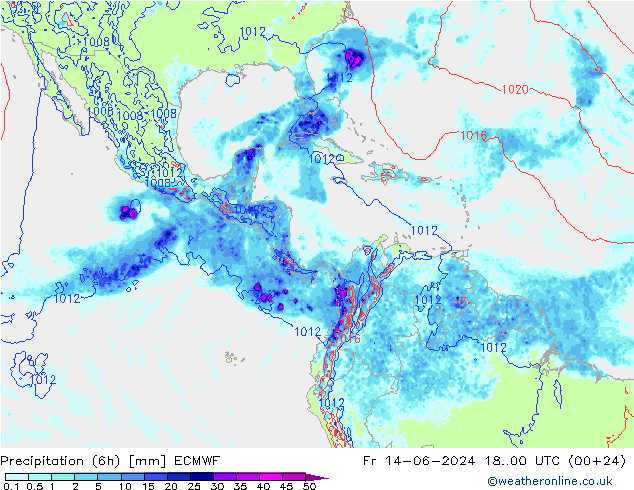 Z500/Regen(+SLP)/Z850 ECMWF vr 14.06.2024 00 UTC