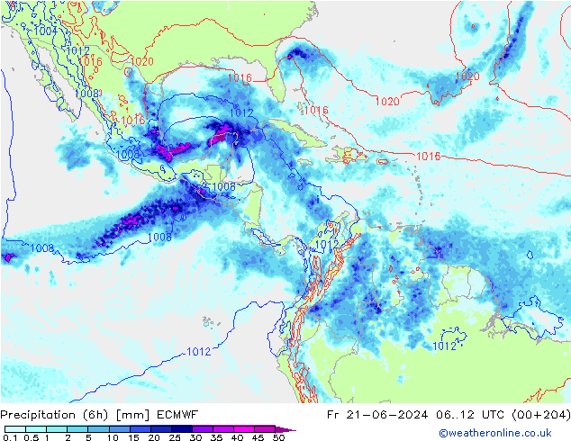 Z500/Rain (+SLP)/Z850 ECMWF ven 21.06.2024 12 UTC