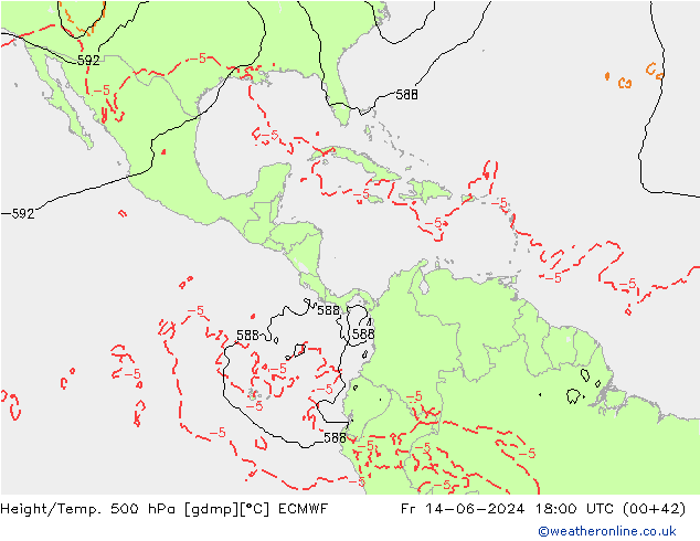 Z500/Rain (+SLP)/Z850 ECMWF Fr 14.06.2024 18 UTC