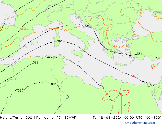 Z500/Regen(+SLP)/Z850 ECMWF di 18.06.2024 00 UTC