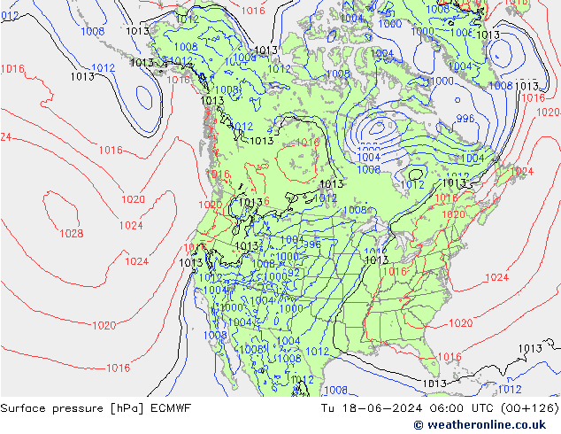 Surface pressure ECMWF Tu 18.06.2024 06 UTC