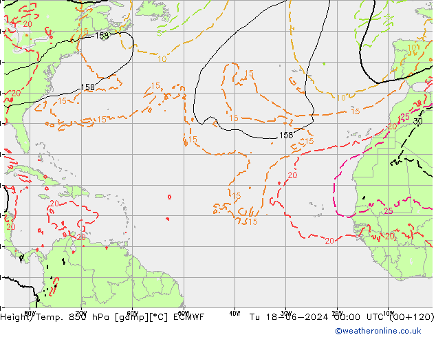 Z500/Rain (+SLP)/Z850 ECMWF wto. 18.06.2024 00 UTC
