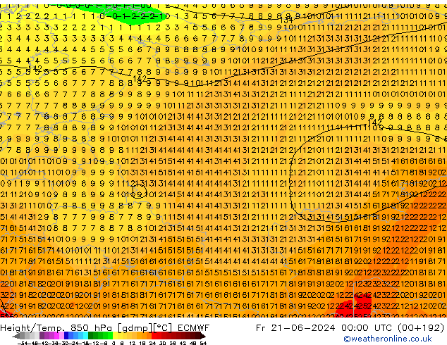 Z500/Rain (+SLP)/Z850 ECMWF vie 21.06.2024 00 UTC