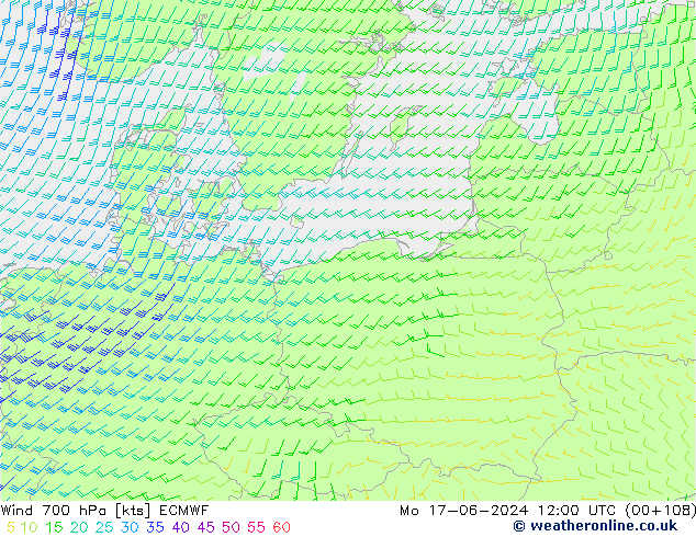 Wind 700 hPa ECMWF Mo 17.06.2024 12 UTC