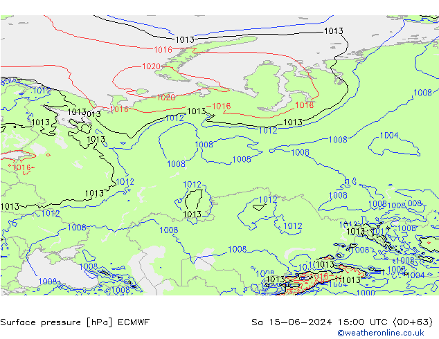 приземное давление ECMWF сб 15.06.2024 15 UTC