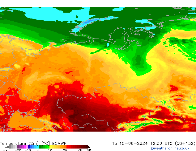 карта температуры ECMWF вт 18.06.2024 12 UTC