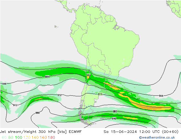 Straalstroom ECMWF za 15.06.2024 12 UTC