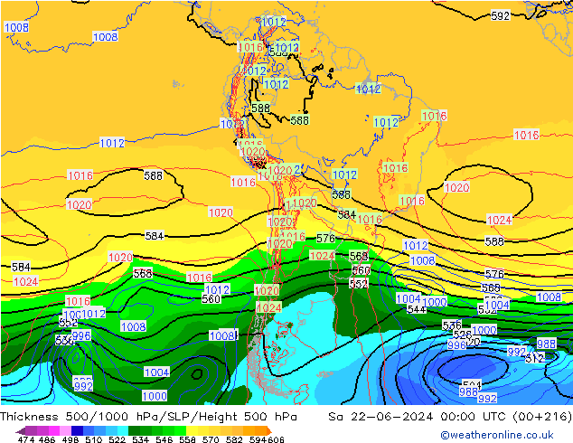 Thck 500-1000hPa ECMWF So 22.06.2024 00 UTC