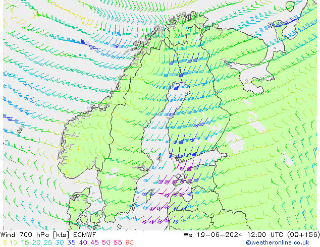 Wind 700 hPa ECMWF We 19.06.2024 12 UTC