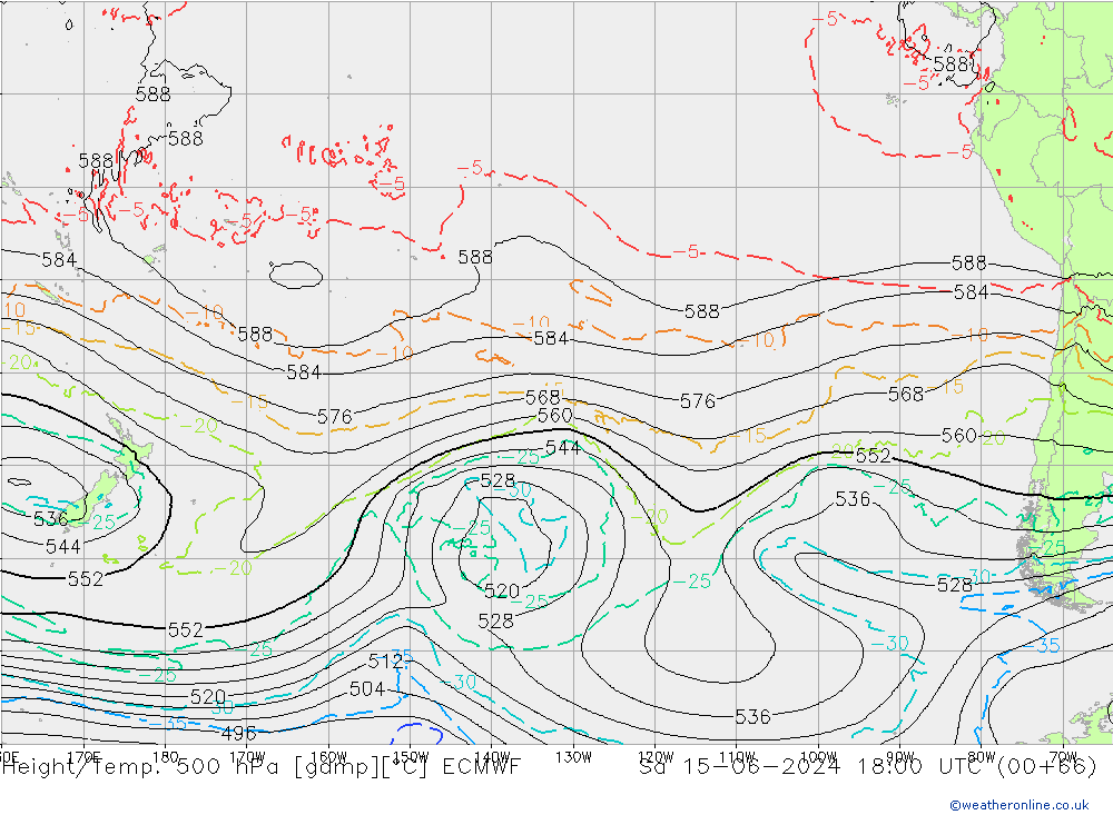 Height/Temp. 500 гПа ECMWF сб 15.06.2024 18 UTC