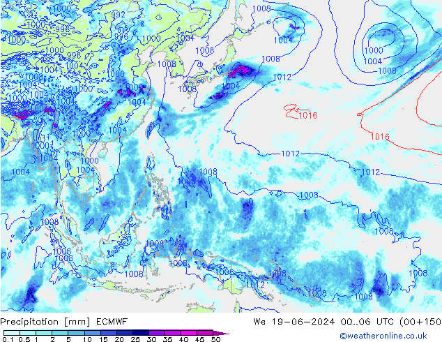 Srážky ECMWF St 19.06.2024 06 UTC