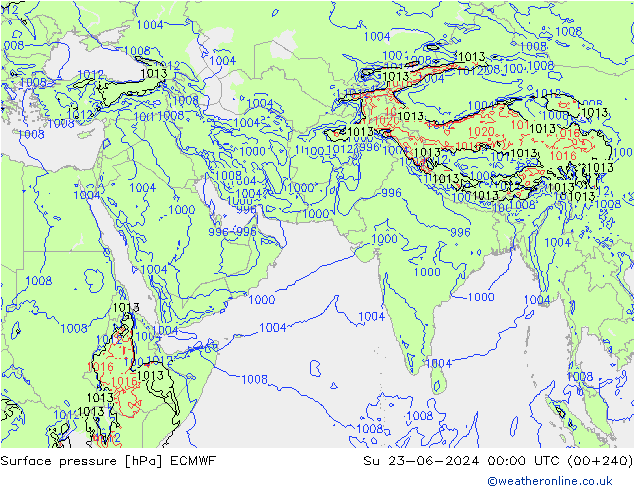 Pressione al suolo ECMWF dom 23.06.2024 00 UTC