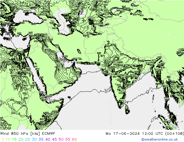 Wind 850 hPa ECMWF Mo 17.06.2024 12 UTC