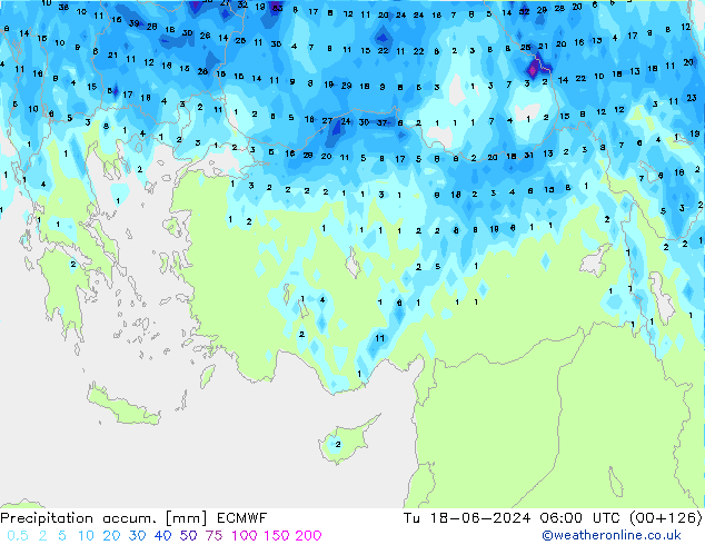 Precipitation accum. ECMWF mar 18.06.2024 06 UTC