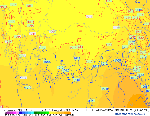 Thck 700-1000 hPa ECMWF mar 18.06.2024 06 UTC