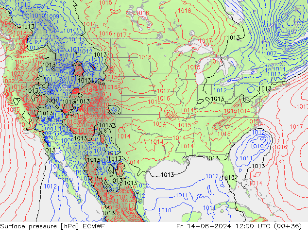 Bodendruck ECMWF Fr 14.06.2024 12 UTC