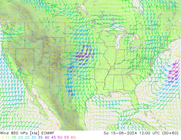 Wind 850 hPa ECMWF Sa 15.06.2024 12 UTC