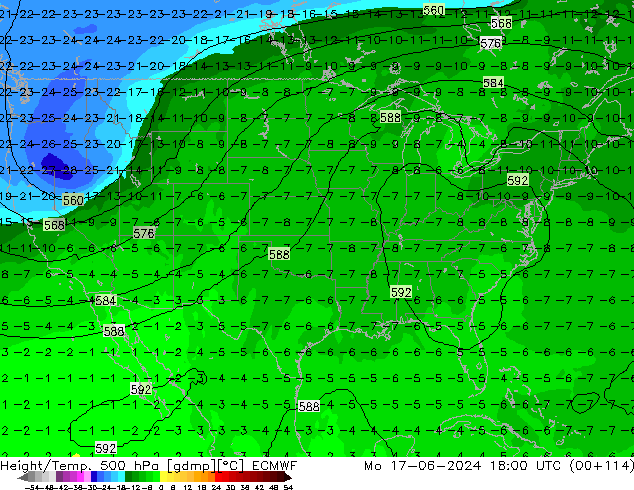 Z500/Rain (+SLP)/Z850 ECMWF lun 17.06.2024 18 UTC