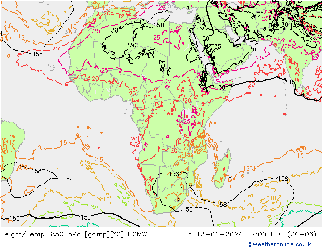 Z500/Rain (+SLP)/Z850 ECMWF  13.06.2024 12 UTC