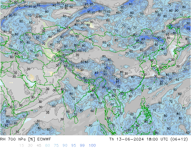 RV 700 hPa ECMWF do 13.06.2024 18 UTC