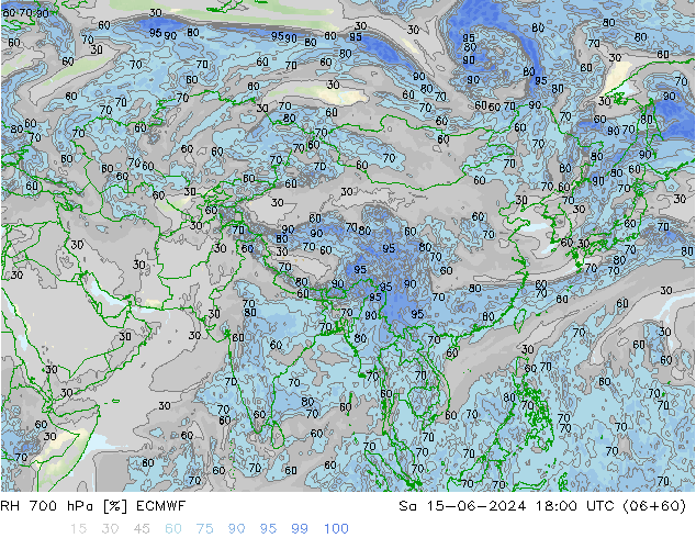 RH 700 hPa ECMWF Sa 15.06.2024 18 UTC